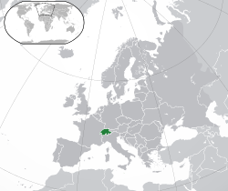 Location of  Switzerland  (green)in Europe  (dark grey)  —  [Legend]