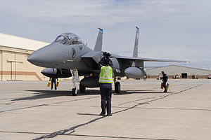 An F-15SG aeroplane on the ground